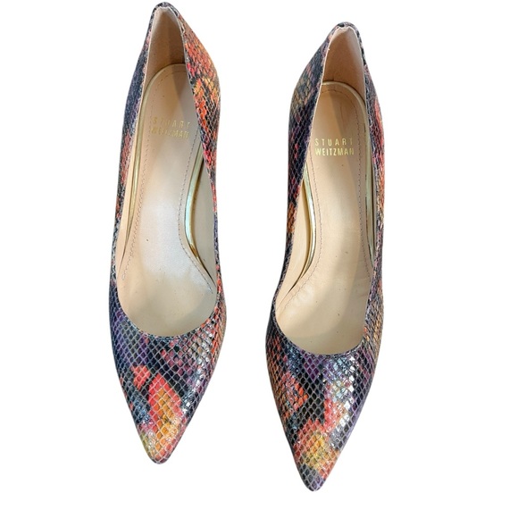 Stuart Weitzman Python Print Heels Size 7 | Vibrant & Unique - Picture 5 of 9